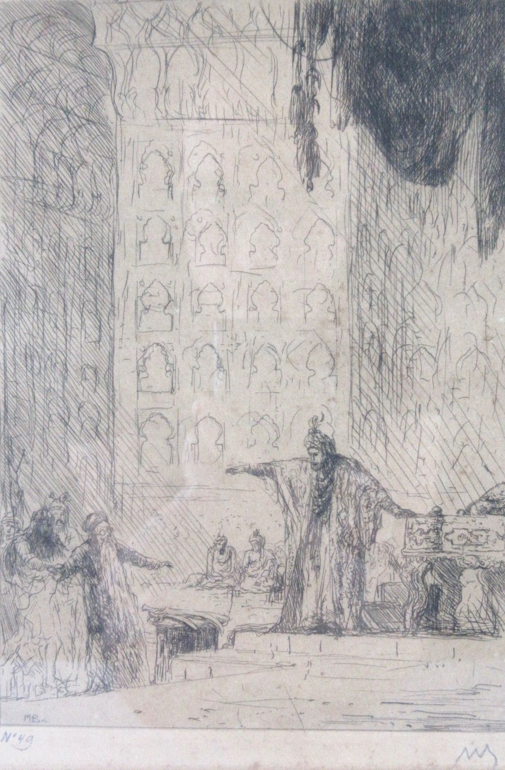 Null Marius BAUER (1867-1932) Gravure, "Sans titre", signée main en bas à droite&hellip;