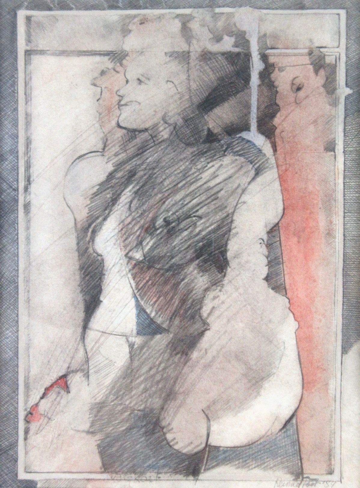 Null Reinold POOT (1948) Technique mixte dont aquarelle et crayon, "Katzkopff", &hellip;