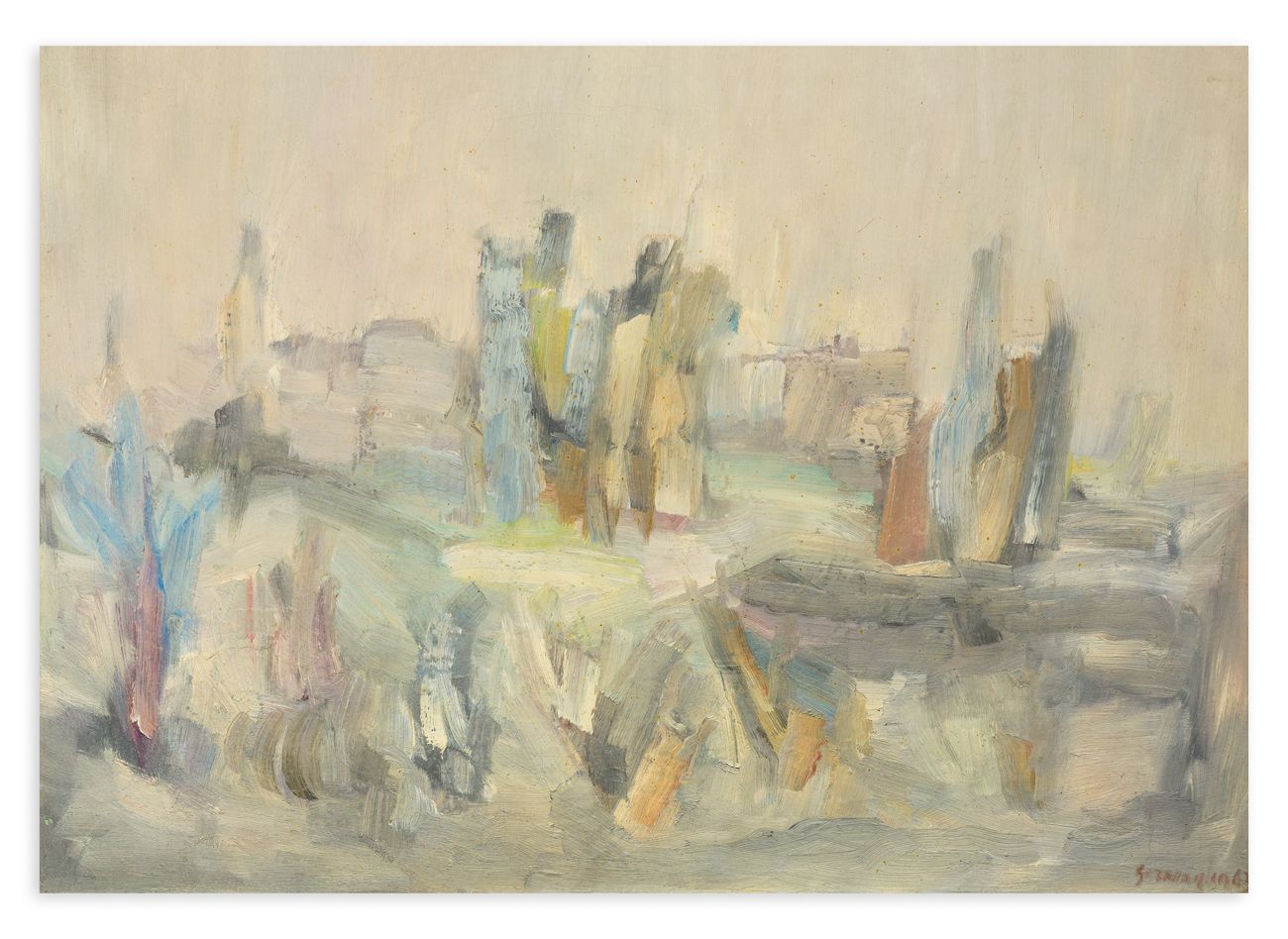 RINO SERNAGLIA (1936) - Paesaggio, 1963 Óleo sobre lienzo

cm 50x70

Firma y fec&hellip;