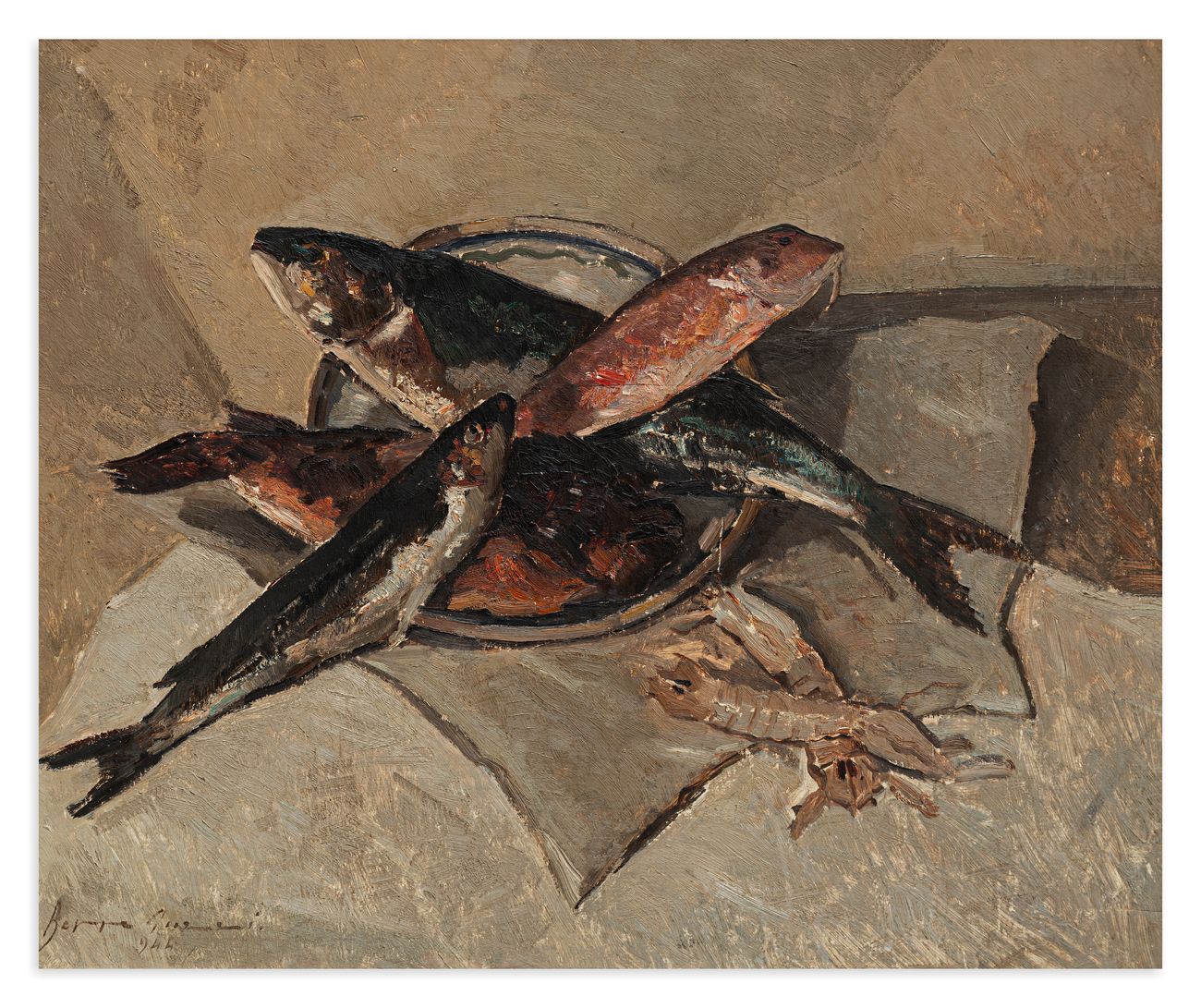 BEPPE GUZZI (1902-1982) - Senza Titolo, 1944 Öl auf Platte

48x57,5 cm

Untersch&hellip;