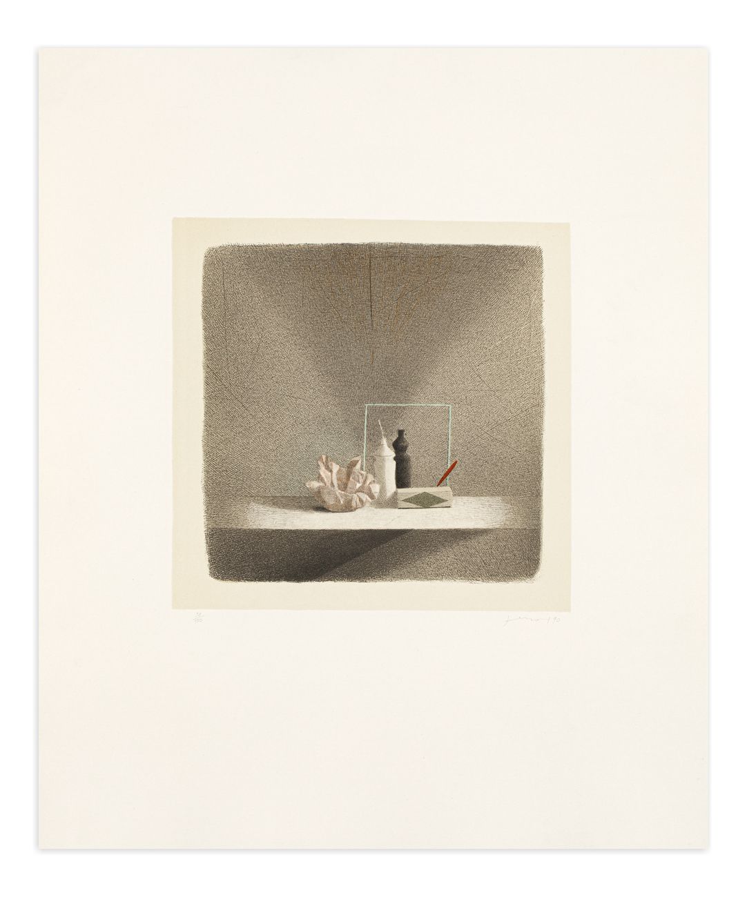 GIANFRANCO FERRONI (1927-2001) - Cono d'ombra, 1990 背景石版画

60x50厘米

正面有铅笔签名、日期和编&hellip;