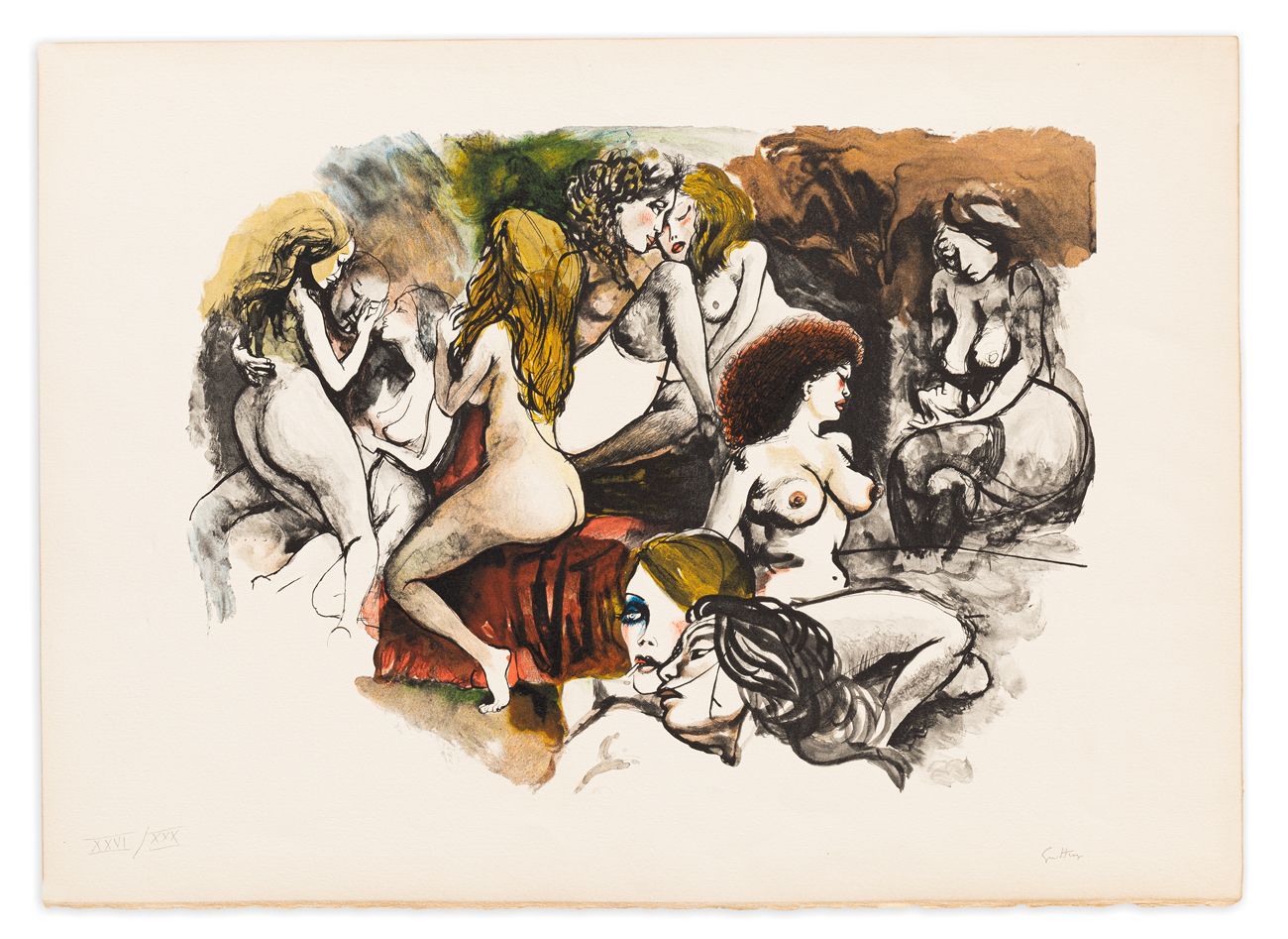 RENATO GUTTUSO (1911-1987) - Les travestis du Réel, 1978 Photo-sérigraphie en 5 &hellip;