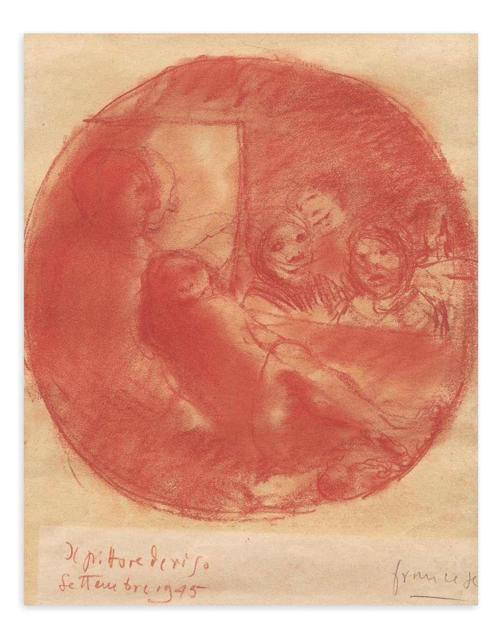 FRANCO FRANCESE (1920-1996) - Il pittore deriso, 1945 Carboncino su carta

cm 31&hellip;