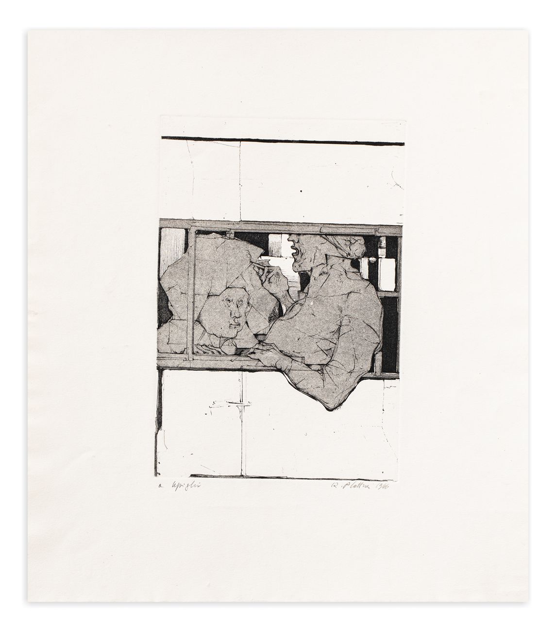 KARL PLATTNER (1919-1986) - Nel treno, 1966 Gravure à l'eau-forte

Feuille cm 29&hellip;