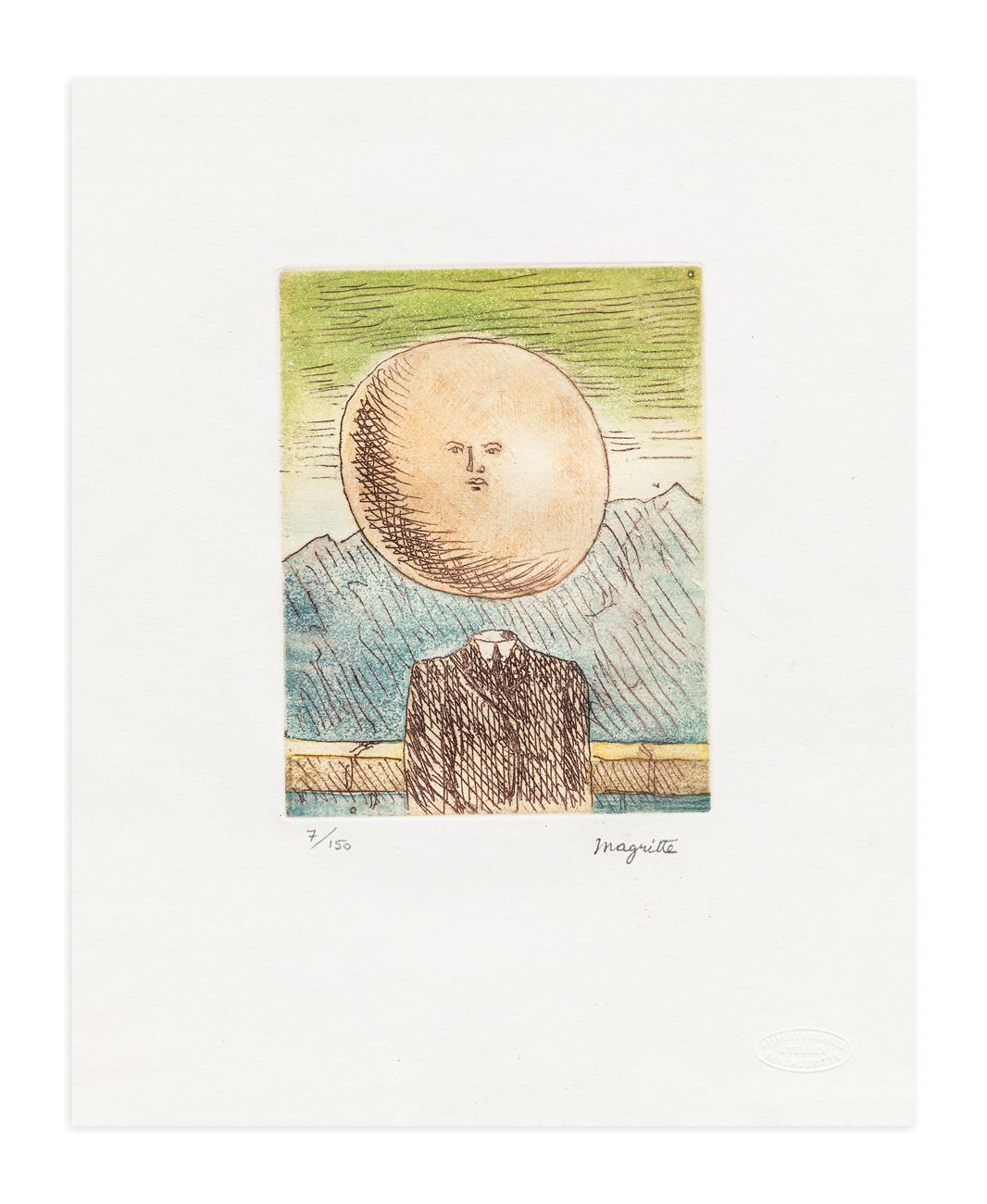 RENÉ MAGRITTE D'APRÉS - L'Art de vivre (Le Lien de Paille), 1969 BFK Rives纸上的蚀刻画&hellip;