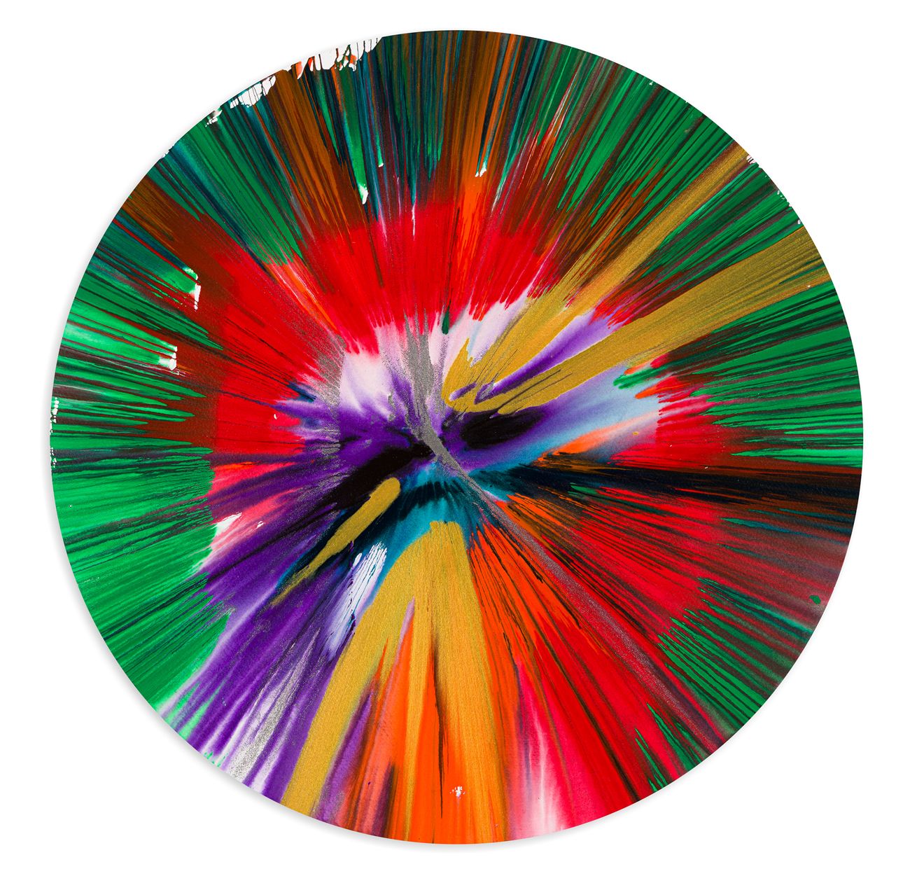 DAMIEN HIRST (1965) - Circle Spin Painting, 2009 纸上丙烯和金属颜料

直径52厘米

签名丝网印刷，背面有艺术&hellip;