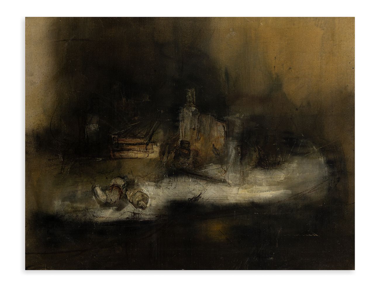 GIANCARLO CAZZANIGA (1930-2013) - Tavolo da lavoro, 1959 Oil on canvas

cm 70x90&hellip;