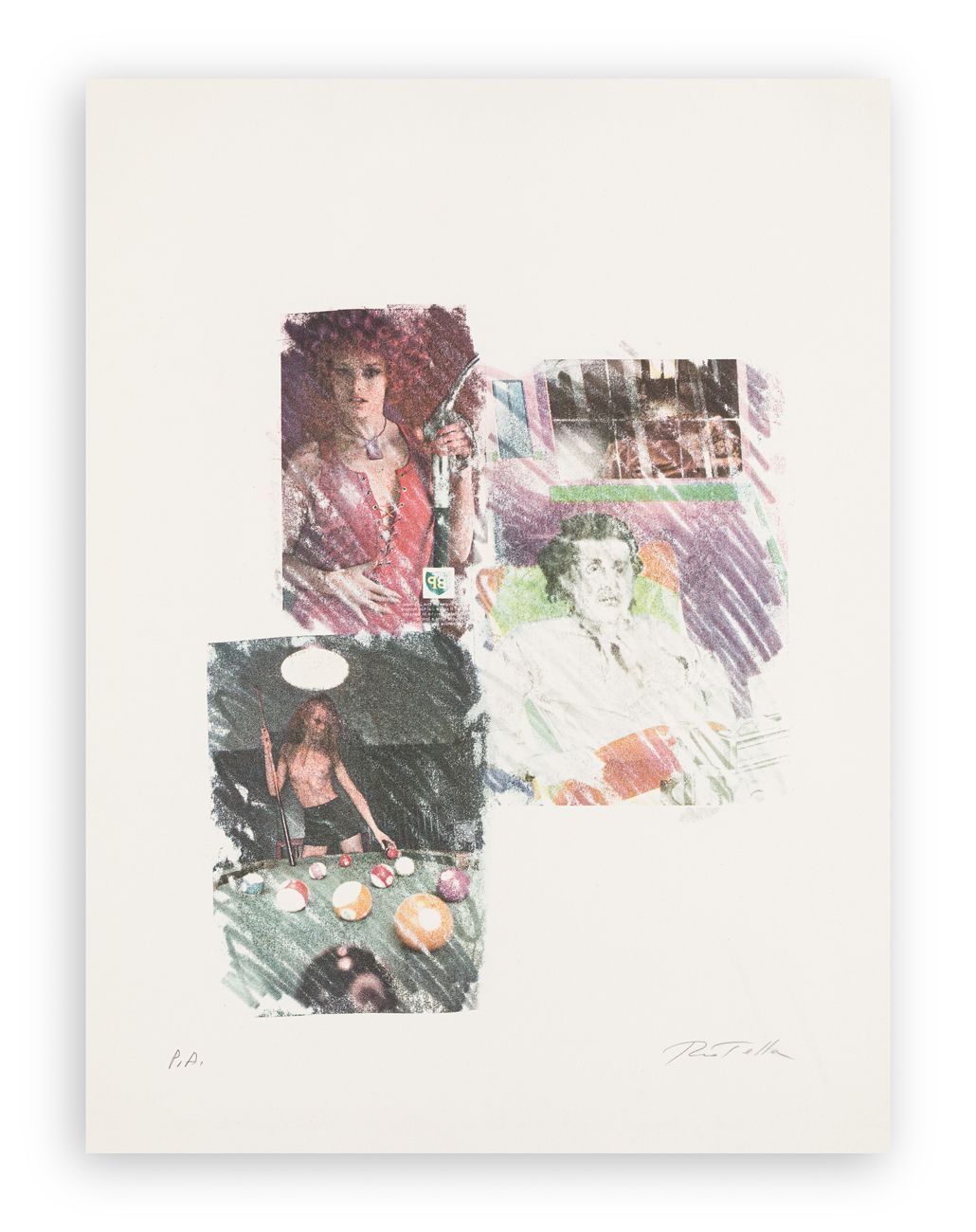 MIMMO ROTELLA (1918-2006) - Senza Titolo 胶印石版画
69x51.5厘米
正面有铅笔签名和编号（Exemplar P.A&hellip;