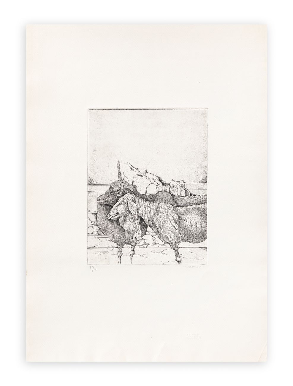 KARL PLATTNER (1919-1986) - Pecore, 1972 黑白蚀刻画
纸张32.2x24.6厘米
单张70x50
正面有铅笔签名、日期和&hellip;