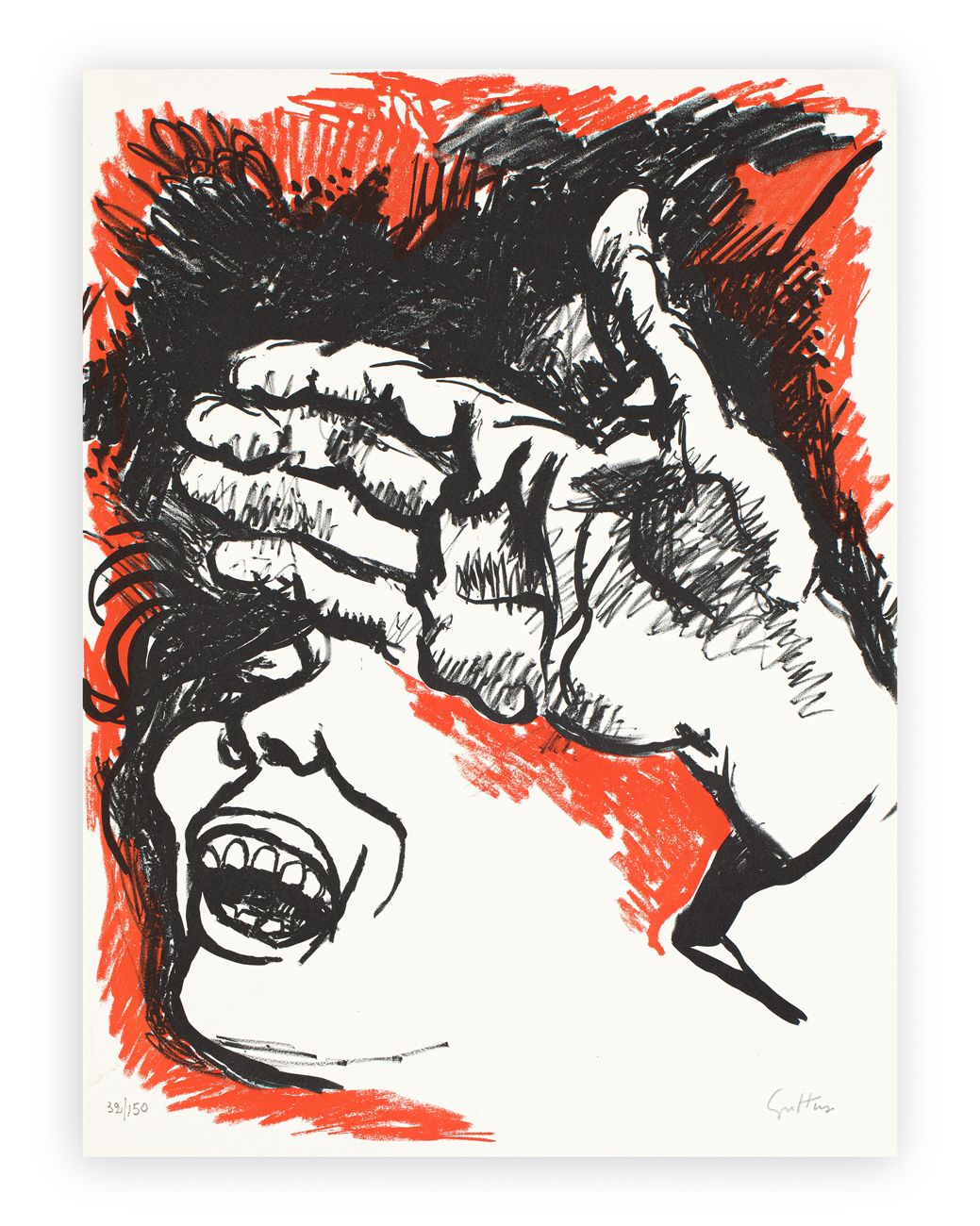 RENATO GUTTUSO (1912-1987) - Pensando al futuro, 1967 石版画
47x35厘米
正面有铅笔签名和编号（Exe&hellip;