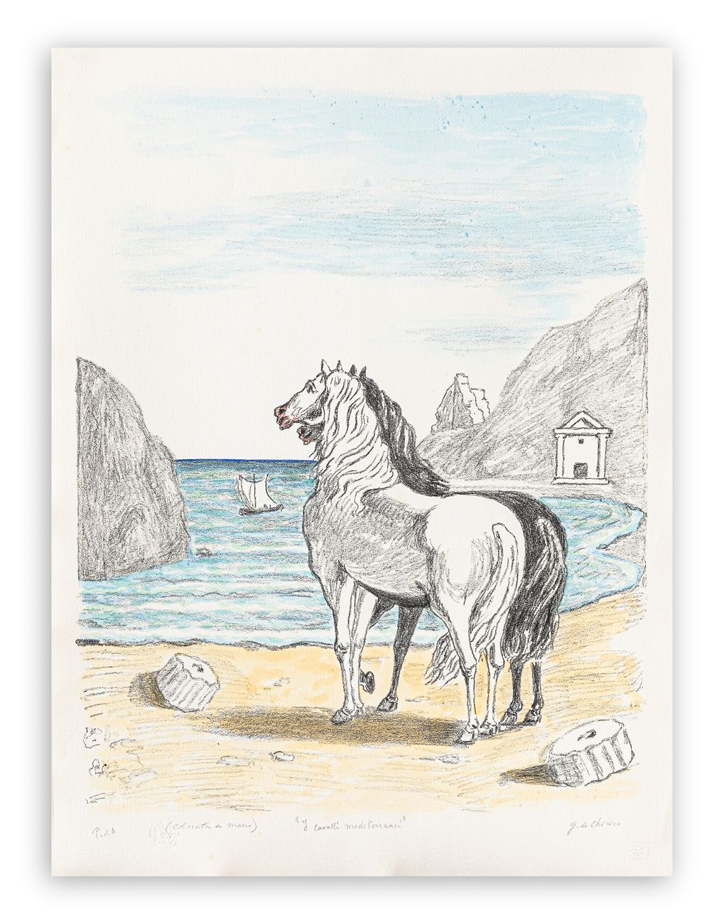 GIORGIO DE CHIRICO (1888-1978) - Cavalli in riva al Tirreno (I cavalli mediterra&hellip;