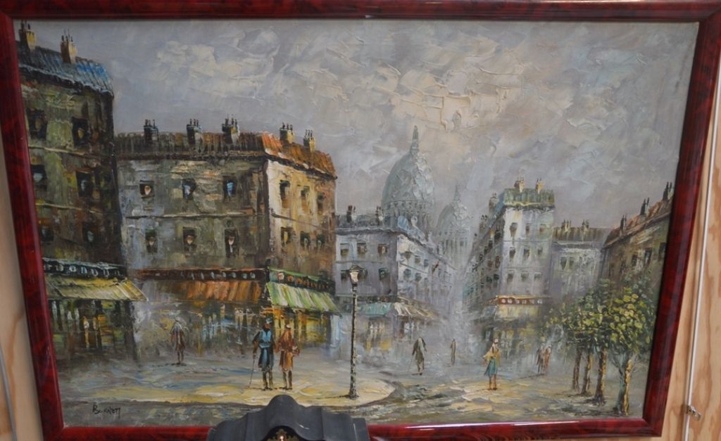 Caroline C. BURNETT (XIX-XX) "Tertre广场"。

布面油画，左下方有签名。

60 x 90厘米。