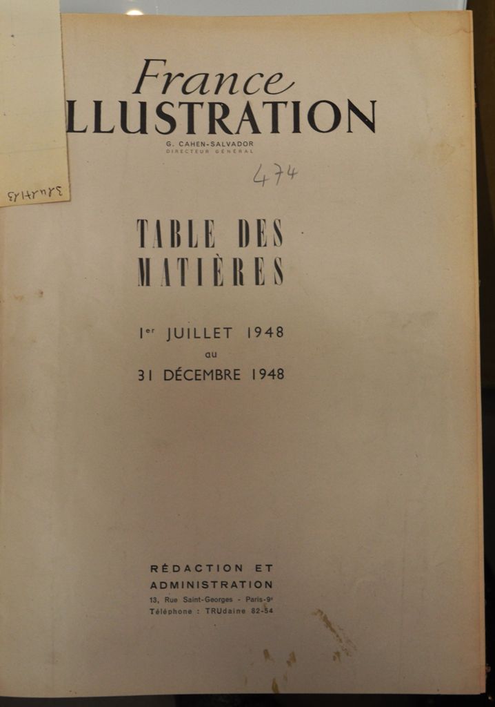 FRANCE ILLUSTRATION – Año 1948 de julio a diciembre de 1948, del N°144 al N°167,&hellip;