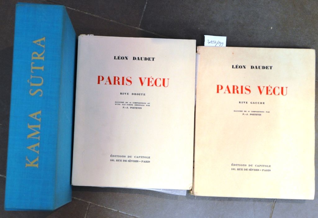 Lot comprenant: - Léon DAUDET, "Paris vécu, rive droite et rive gauche", 附有46幅作品&hellip;