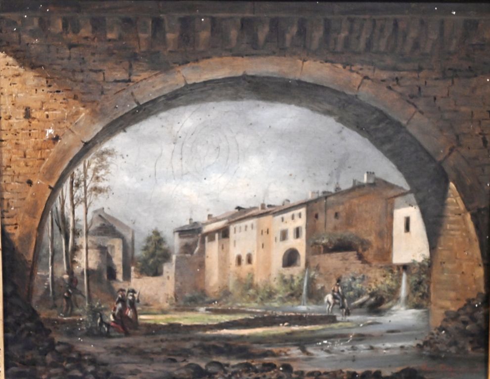 Fabien VAN RISAMBOURG (?-1866) "Vue animée de Privas en Ardèche".
Oil on canvas &hellip;