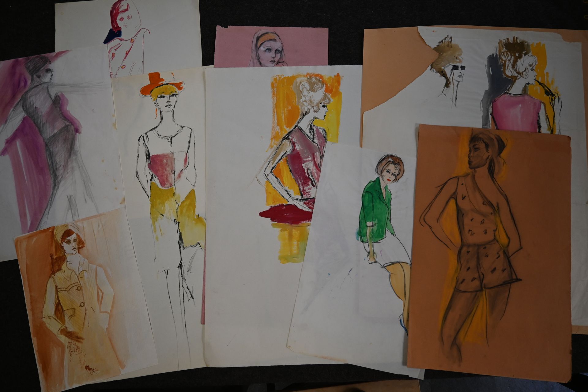 Null Denise AROKAS (née en 1932)

Une série de 10 dessins de mode couleur, paste&hellip;