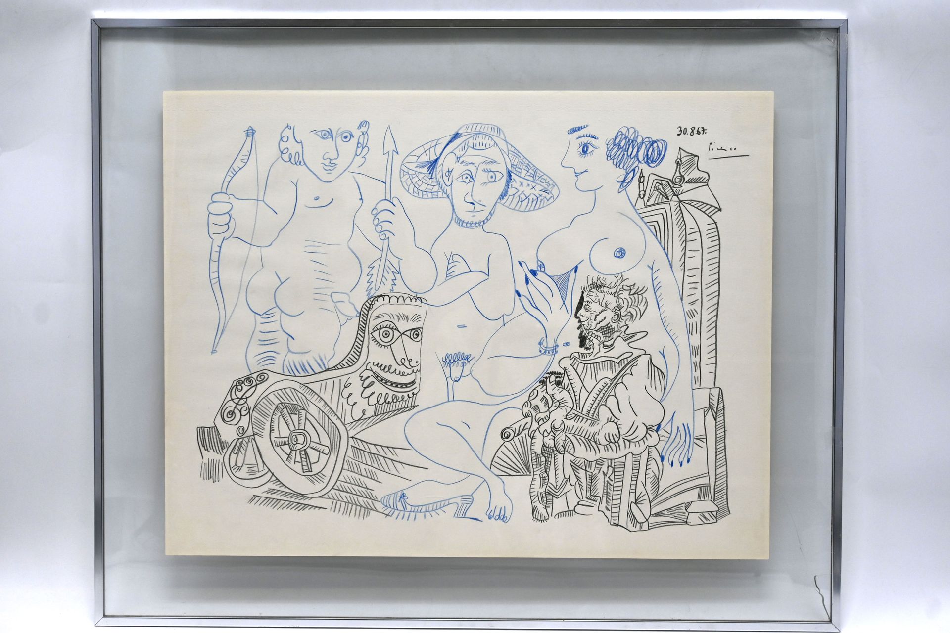 Null Pablo PICASSO (1881-1973), after. 
"Dramaturgie" 多色石版画，右上角有签名和日期30.8.67。
费尔&hellip;