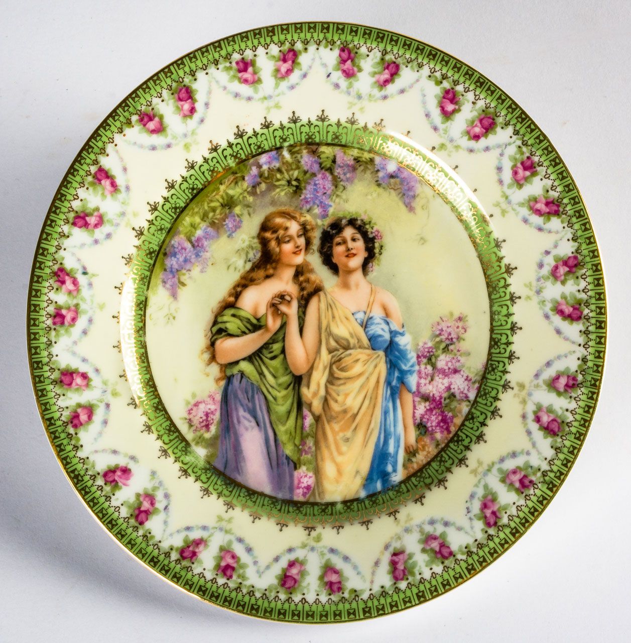 PORZELLAN-TELLER MIT ROMANTISCHER SZENE Usine de porcelaine viennoise et Comte H&hellip;