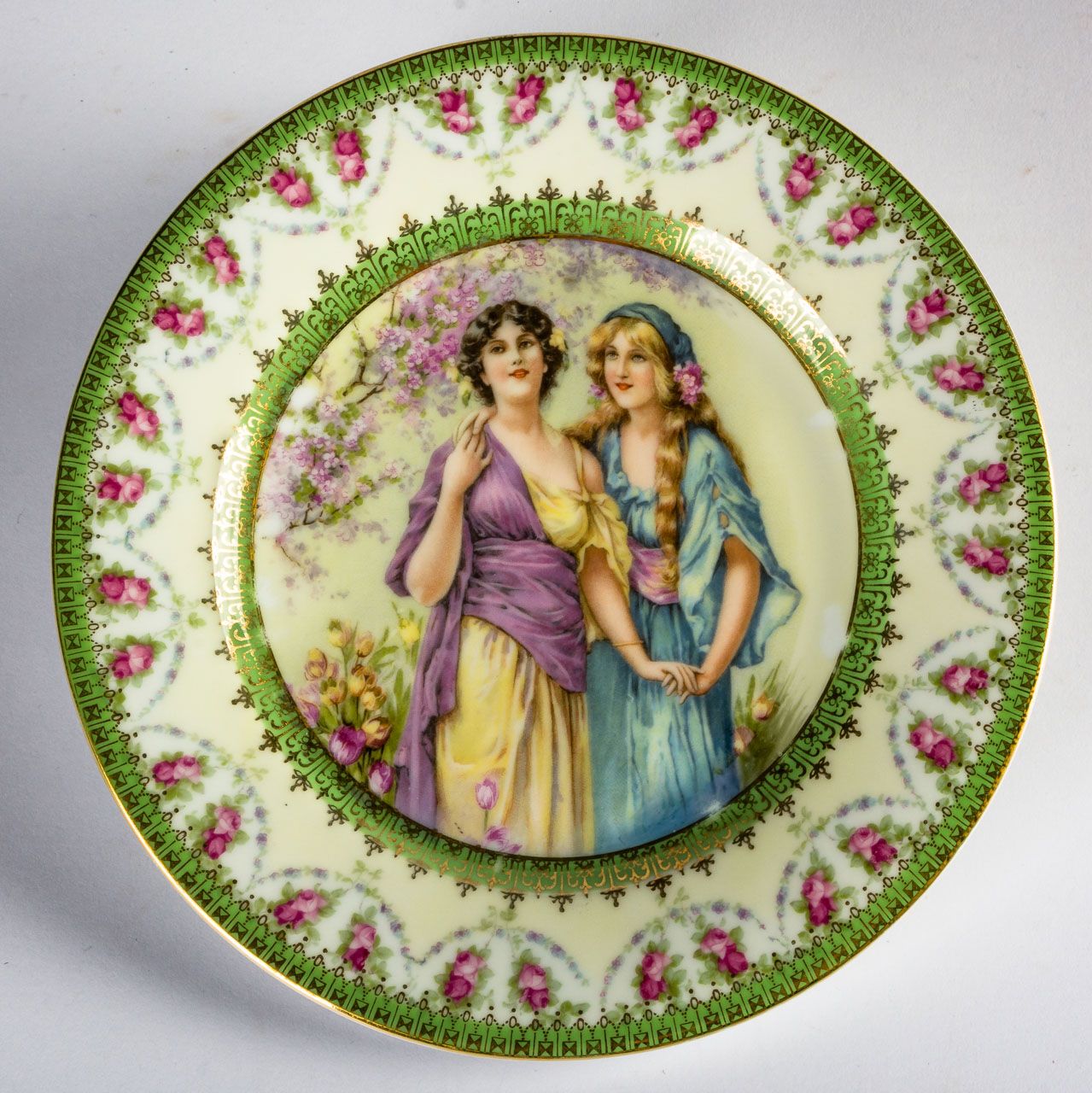 PORZELLAN-TELLER MIT ROMANTISCHER SZENE Usine de porcelaine viennoise et Comte H&hellip;
