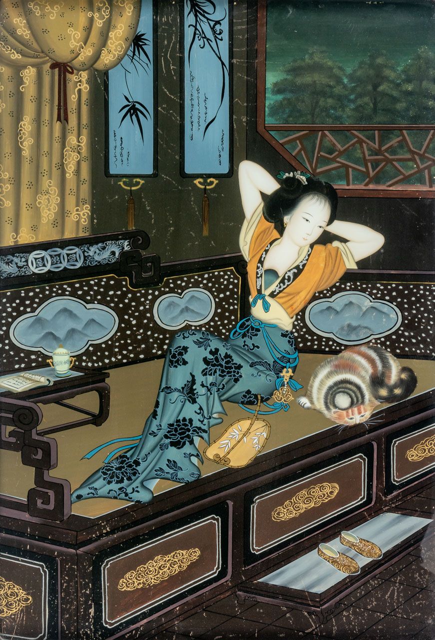 LIEGENDE GEISHA Japon / Chine, peinture sous verre, probablement vers 1920

65 x&hellip;