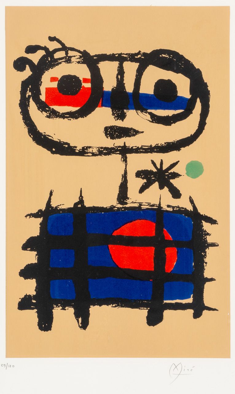 Joan MIRO (1893-1983), zugeschrieben 虚构的男孩

彩色石版画，29/120，铅笔签名，盲戳：Edito da l'elic&hellip;