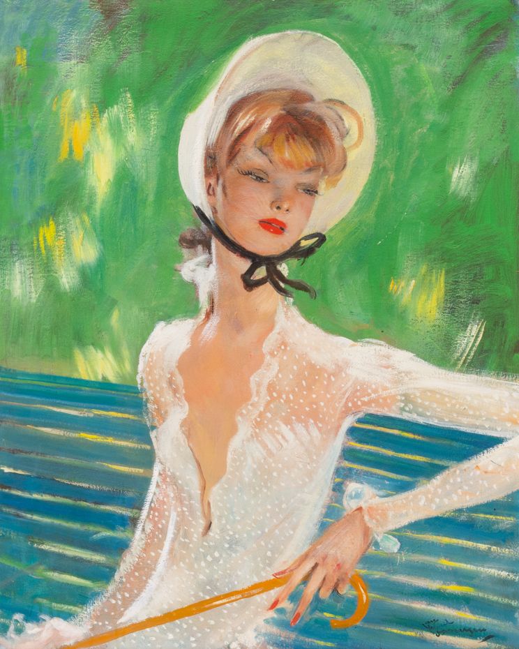 Jean Gabriel DOMERGUE (1889-1962), Elegante junge Dame, Öl auf Leinwand, signier&hellip;