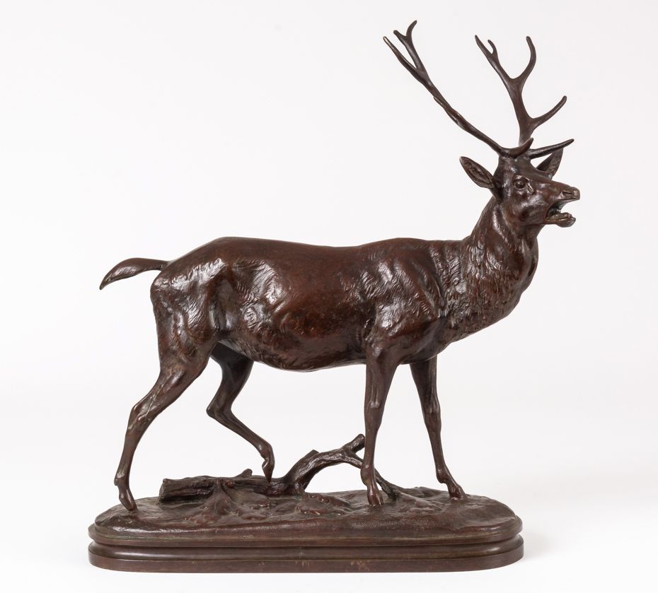 Antoine Louis BARYE (1796-1875), Cerf bramant, Bronze, signiert 
Antoine Louis B&hellip;