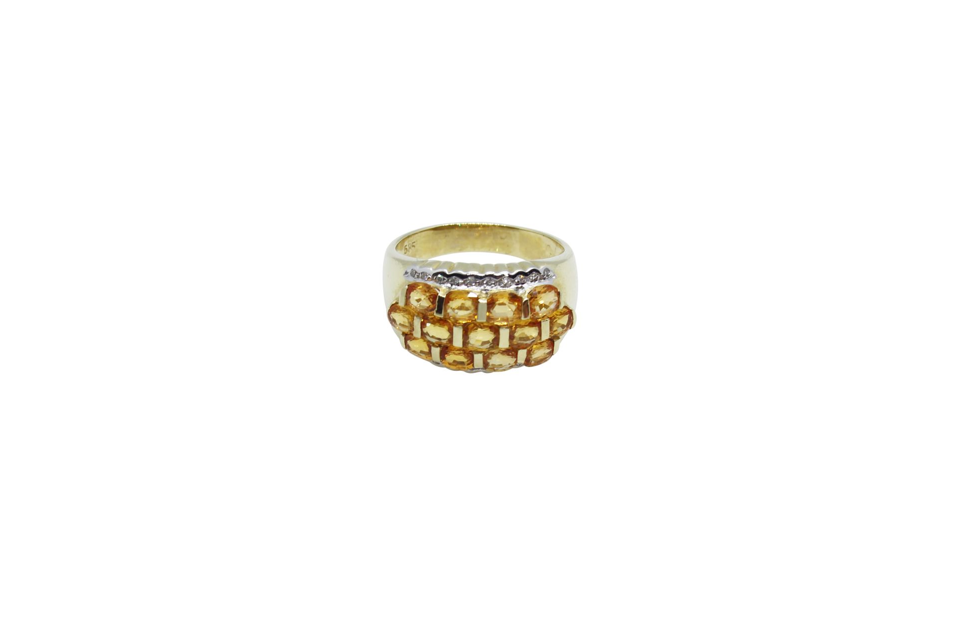 14k gold ring with yellow sapphire and diamonds Bague en or 14k avec saphir jaun&hellip;