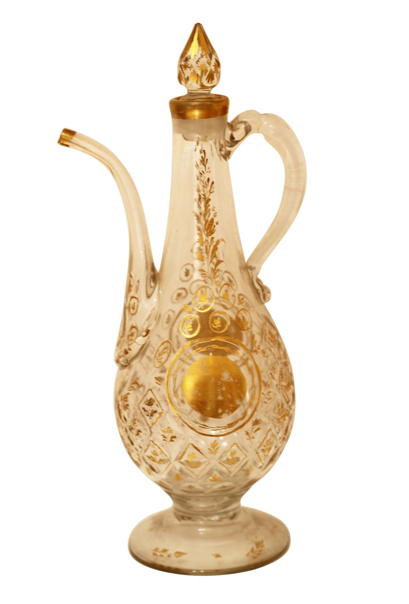 A circa 1880 Ottoman Beykoz Ewer cut glass jug Une cruche en verre taillé Beykoz&hellip;