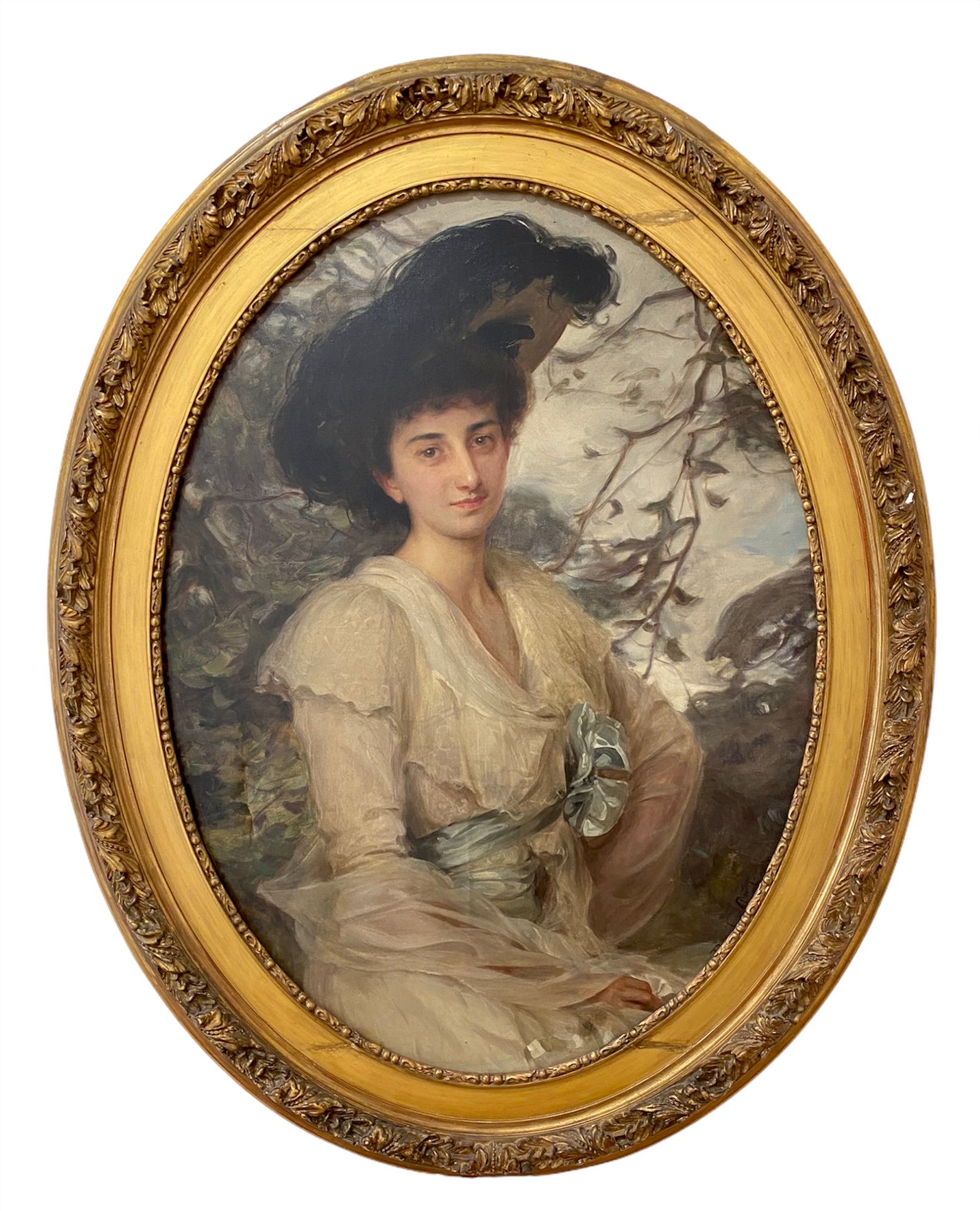 Paul Emile Chabas (French, 1869-1937) 保罗-埃米尔-查巴斯（法国，1869-1937），肖像，布面油画，95 x 70厘米&hellip;