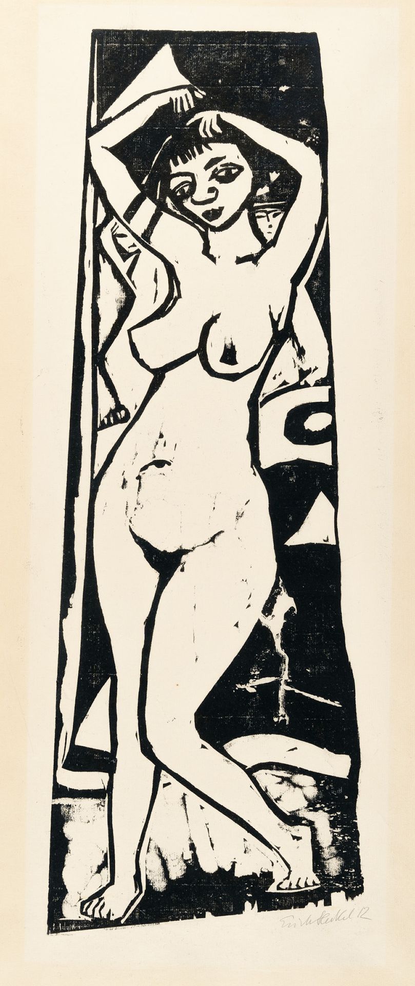 Erich Heckel Erich Heckel, "Stehende" (Nudo/Nudo in piedi). 

 Woodcut su carta &hellip;
