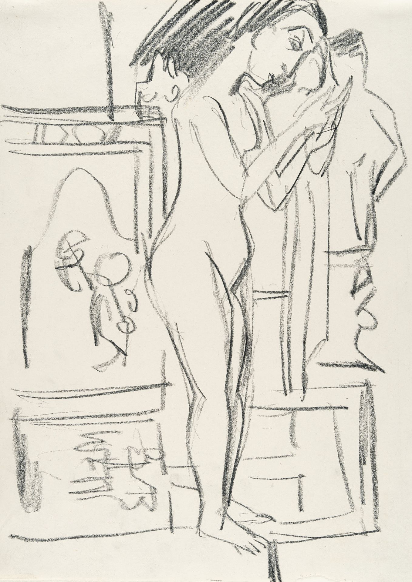 Ernst Ludwig Kirchner Ernst Ludwig Kirchner, Nude in the artist's studio at Davo&hellip;