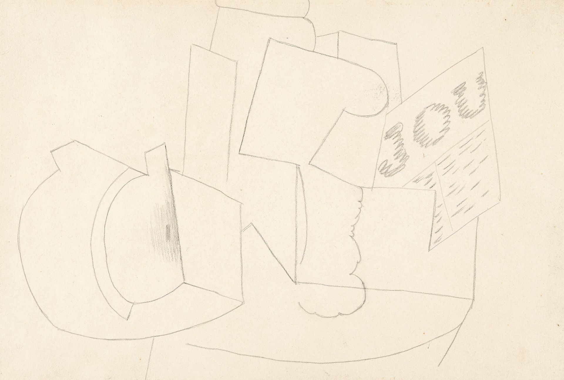 PABLO PICASSO Pablo Picasso, Nature morte (Le Journal). 

 Crayon sur papier vél&hellip;