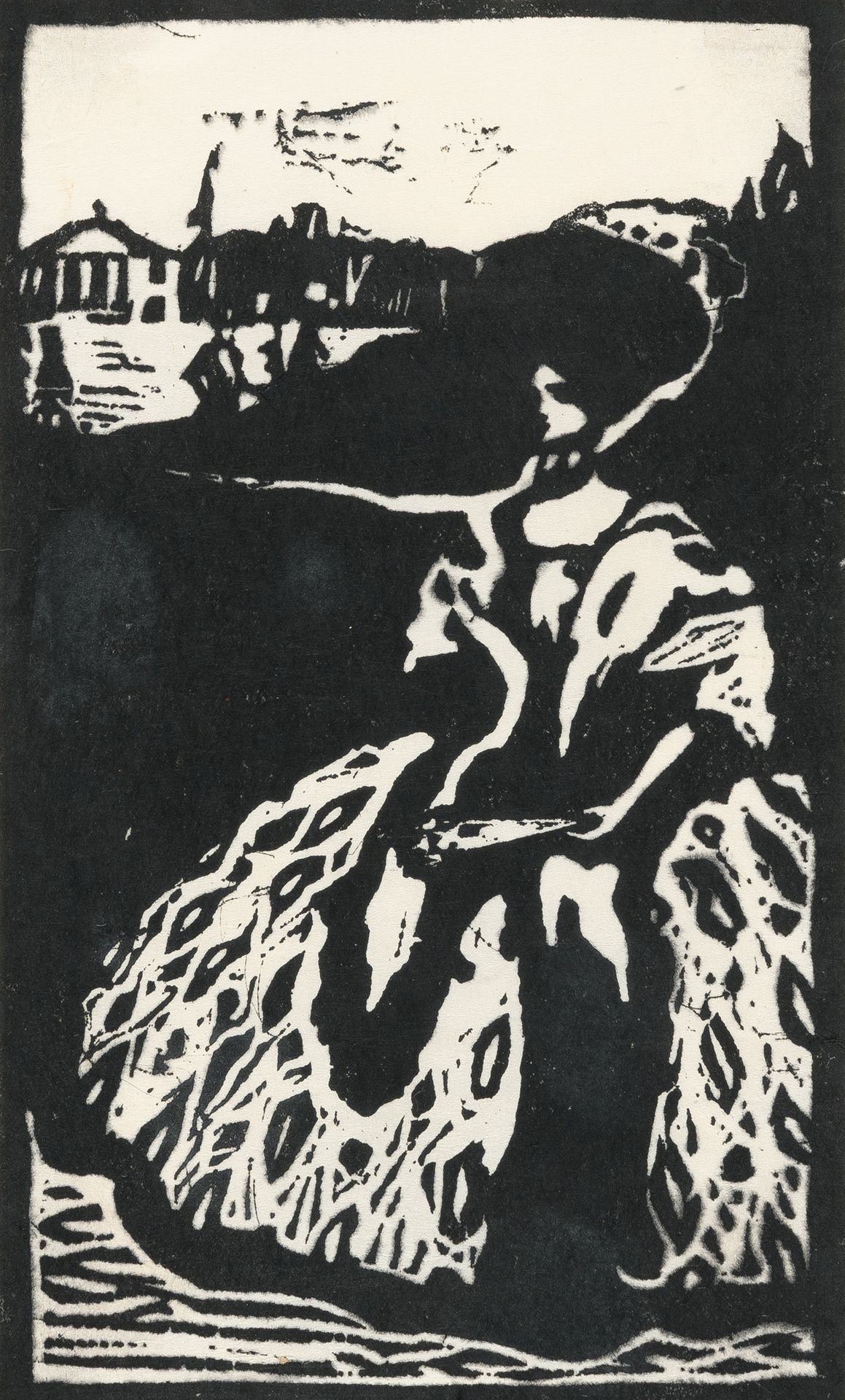 Wassily Kandinsky Wassily Kandinsky, Signora con ventaglio. 

 Woodcut su carta &hellip;