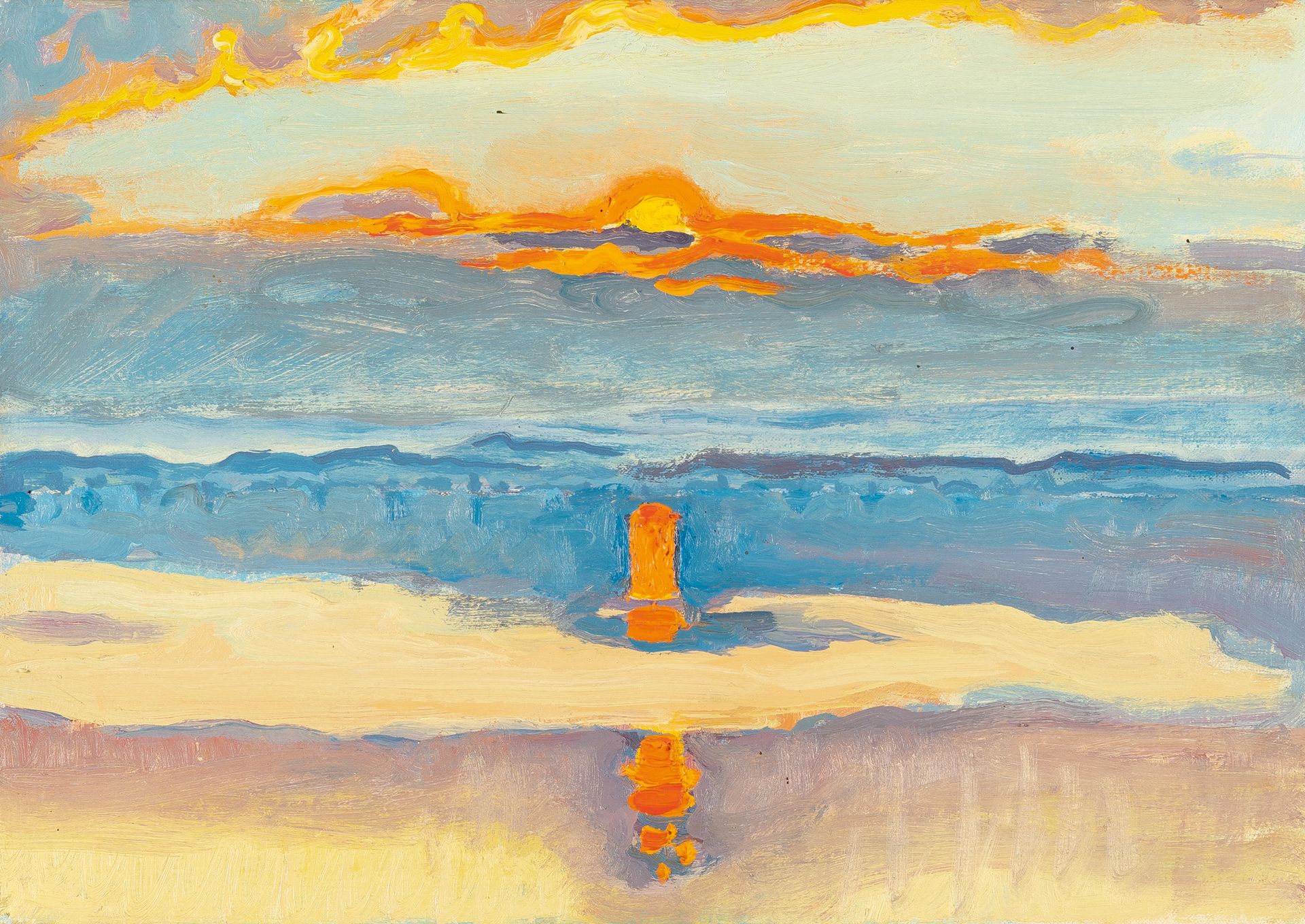 Jean-Frédéric Schnyder 让-弗雷德里克-施奈德，《楚格湖畔的日落》（17）。

布面油画。(19)96.约21 x 30厘米。在画布的一侧&hellip;