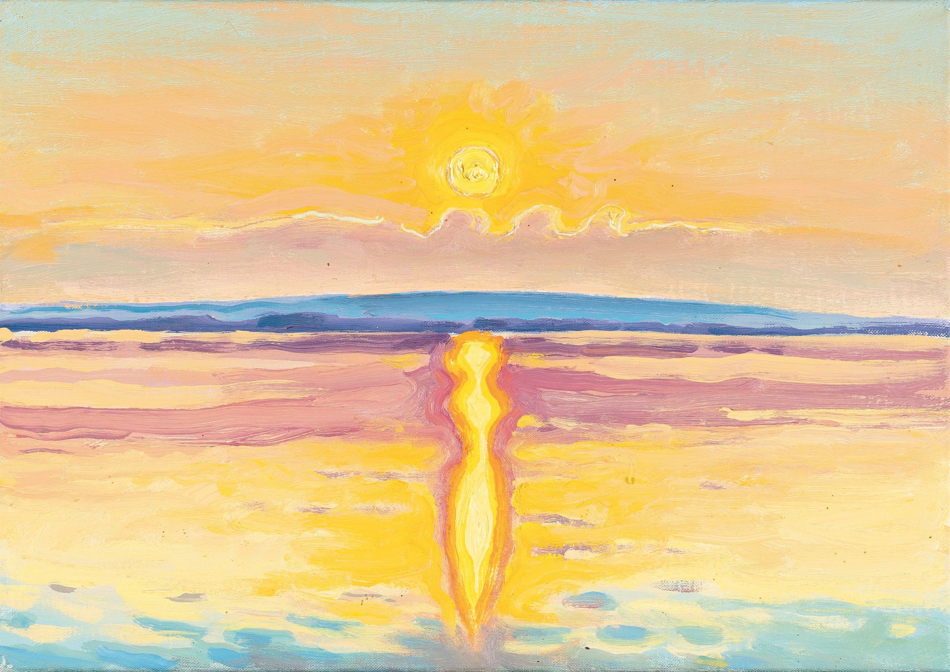 Jean-Frédéric Schnyder 让-弗雷德里克-施奈德，《楚格湖畔的日落》（49）。

布面油画。1996年。约21 x 30厘米。在画布的一侧有&hellip;