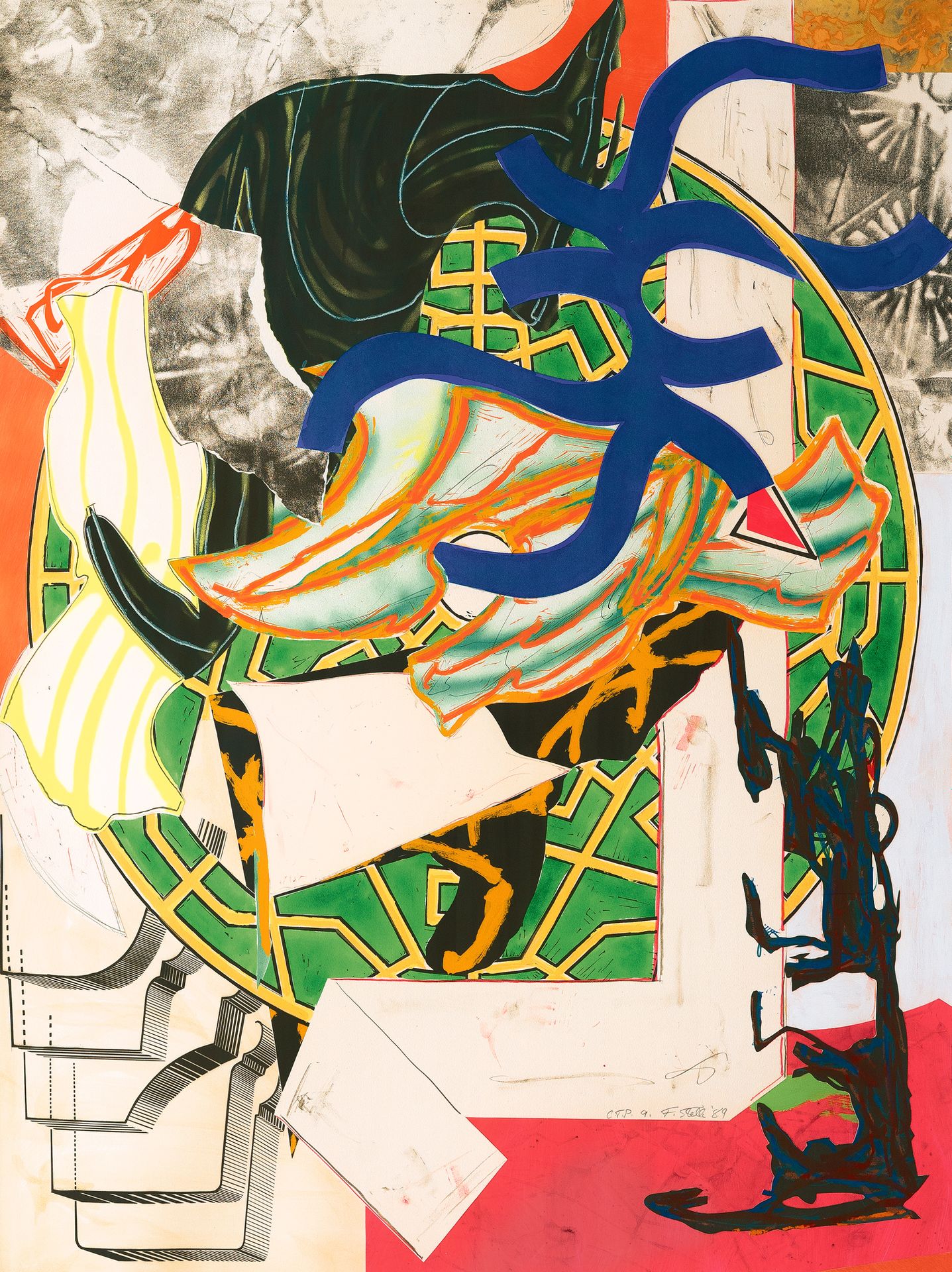 FRANK STELLA Frank Stella, La Hiena. 

 Collage con acrílico, tiza, serigrafía, &hellip;
