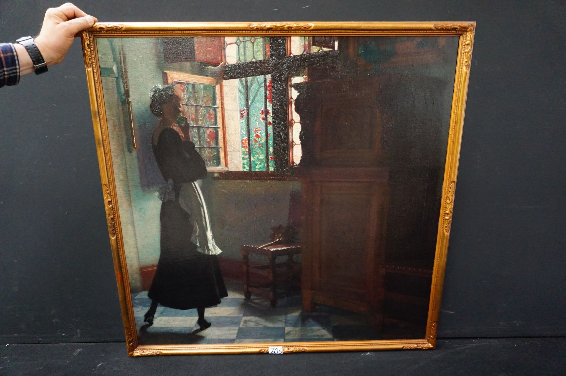 GEORGES NAUWELAERTS (1873 - 1939) "禁果" - 布面油画 - 签名 - 日期为1923年 - 背面有标题 - 小伤 - 90 &hellip;