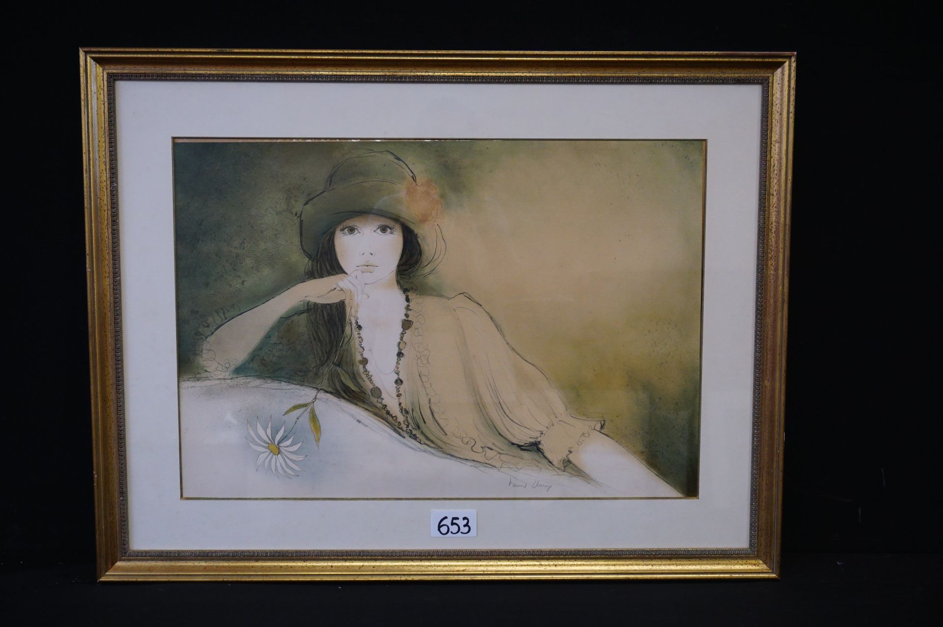 BERNARD CHAROY (1931 - ) "Jeune femme au chapeau" - Lithographie - Signée - Écol&hellip;
