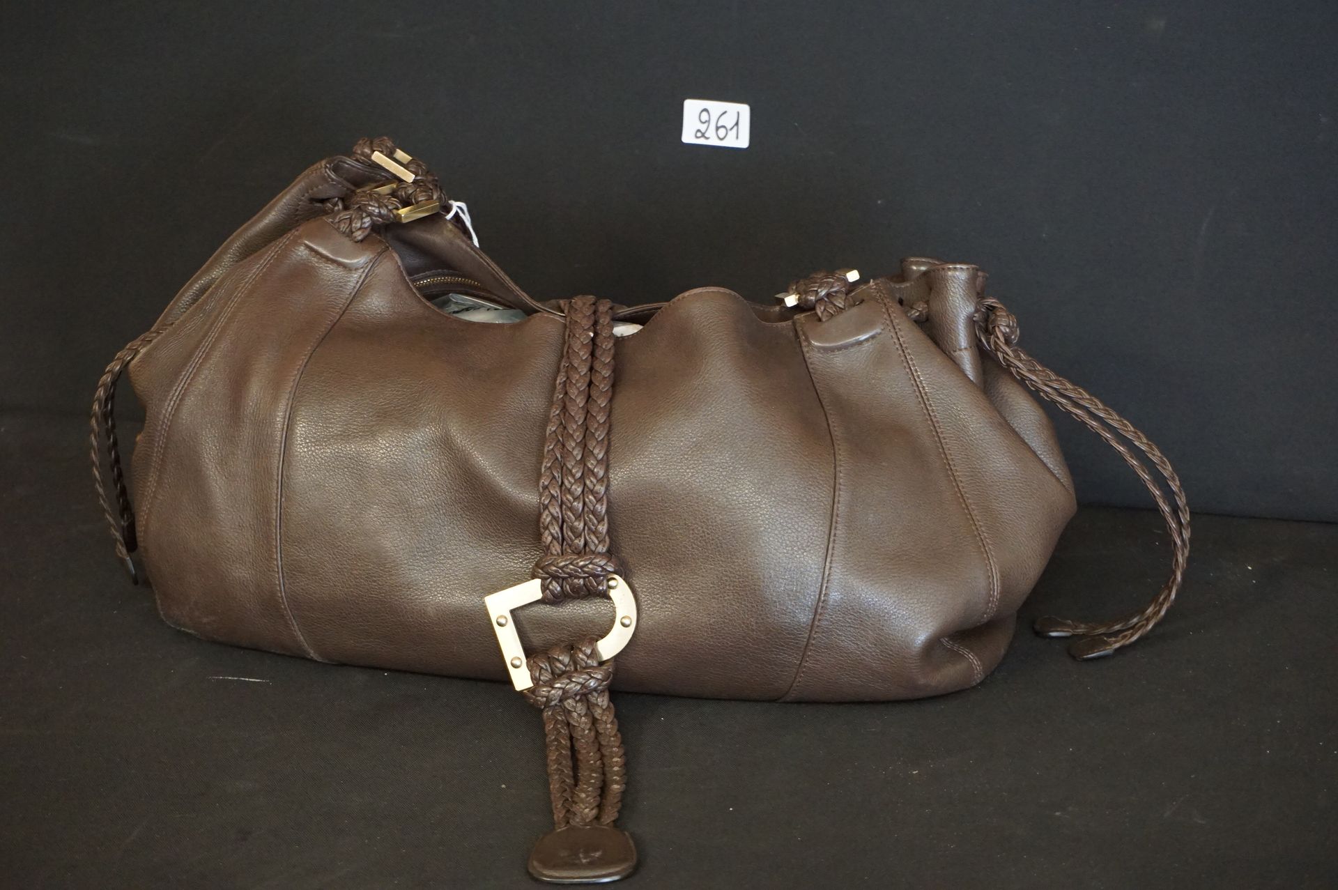 DELVAUX Original handbag in brown leather - "EUGENE GM"