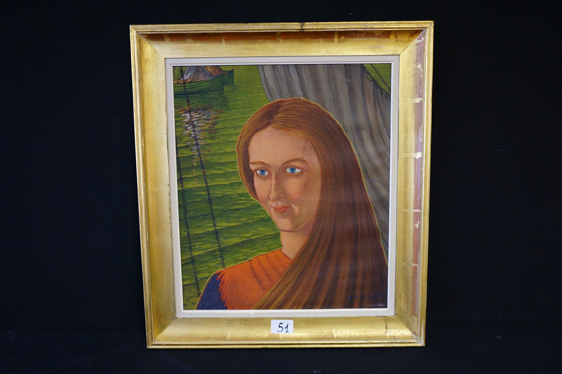 JAN DE CLERCK (1881 - 1962) "东方渔夫的女孩" - 布面油画 - 签名 - 标题在背面 - 70 x 60 cm