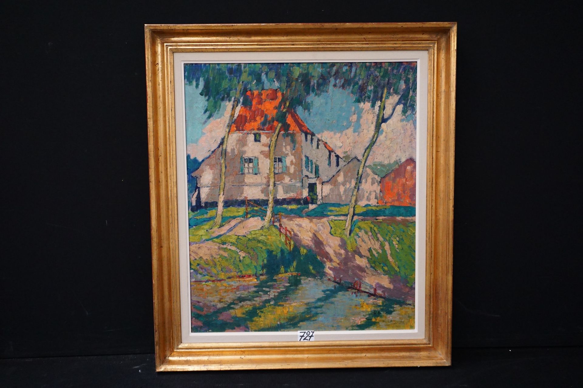 HERVE GEERLANDT (1880 - 1939) "Ferme du château de Beersel" - Olio su tela - Fir&hellip;