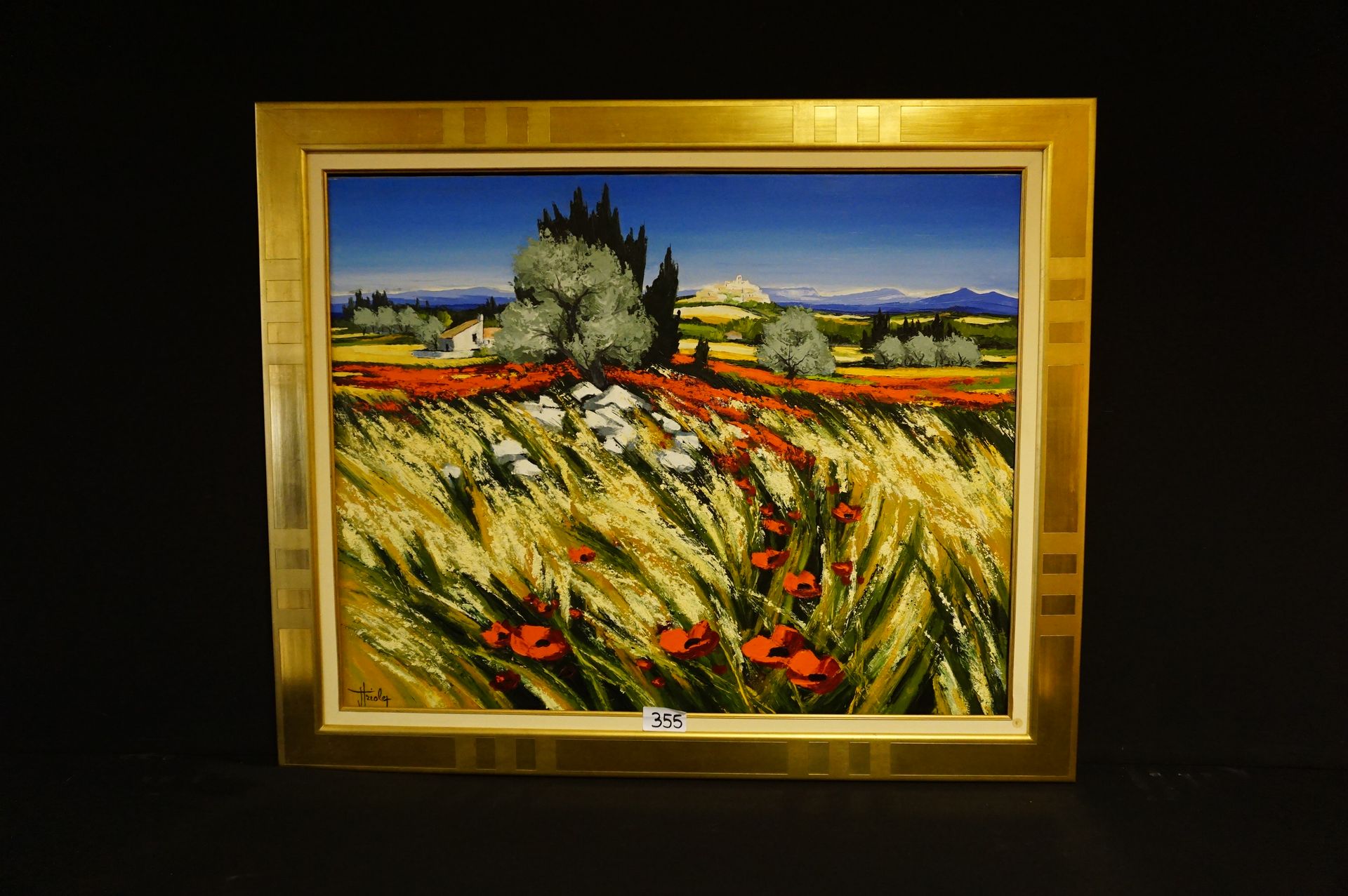 JEAN TRIOLET (1939 - ) "普罗旺斯的花朵" - 布面油画 - 签名 - 法国学校（马赛） - 80 x 100 cm