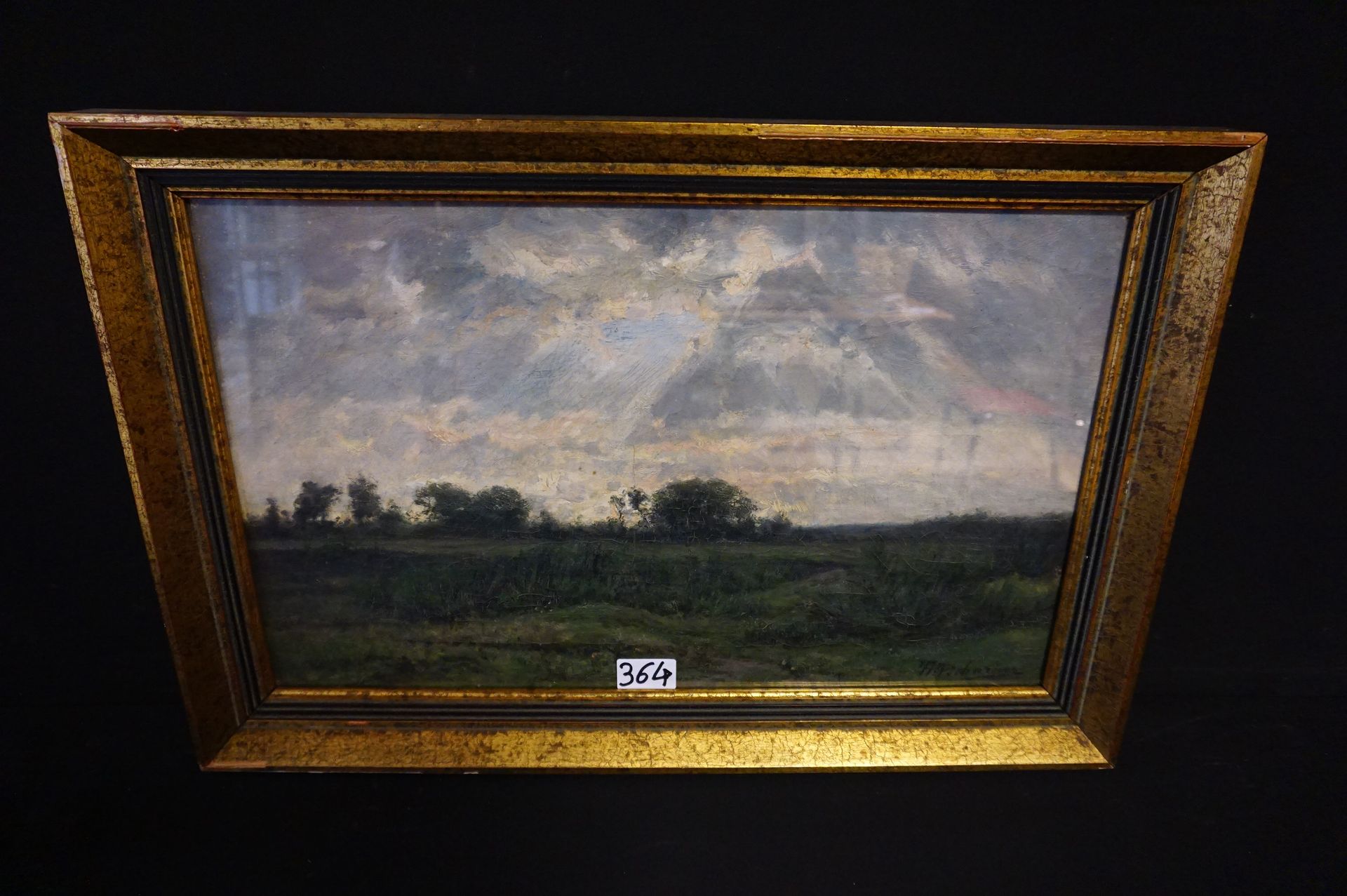 Théodore TSCHARNER (1826 - 1906) "根克的夏季风景" - 布面油画 - 已签名 - 35 x 55 cm