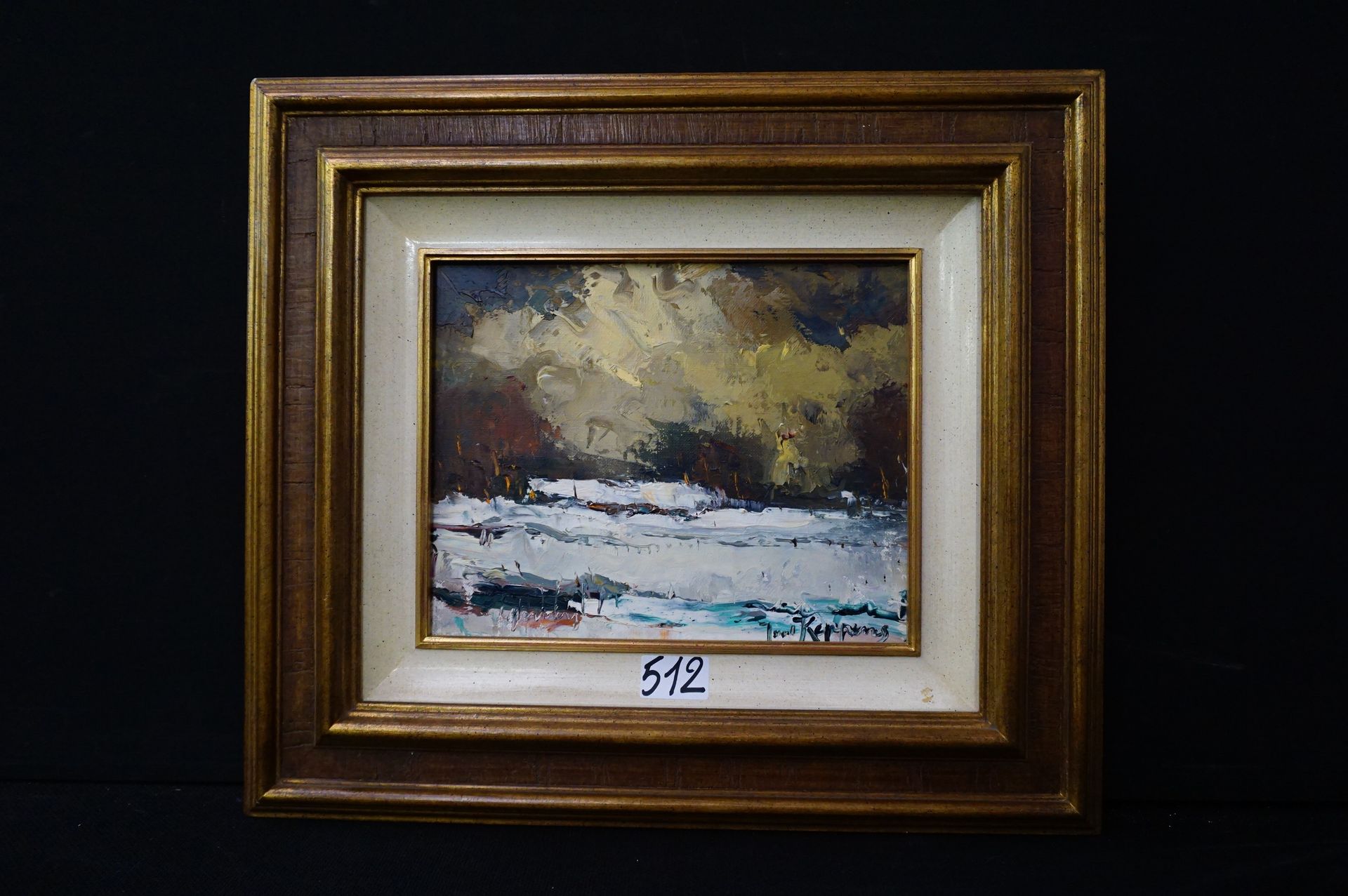 JUUL KEPPENS (1910 - 1992) "雪景" - 布面油画 - 已签名 - 24 x 30 cm