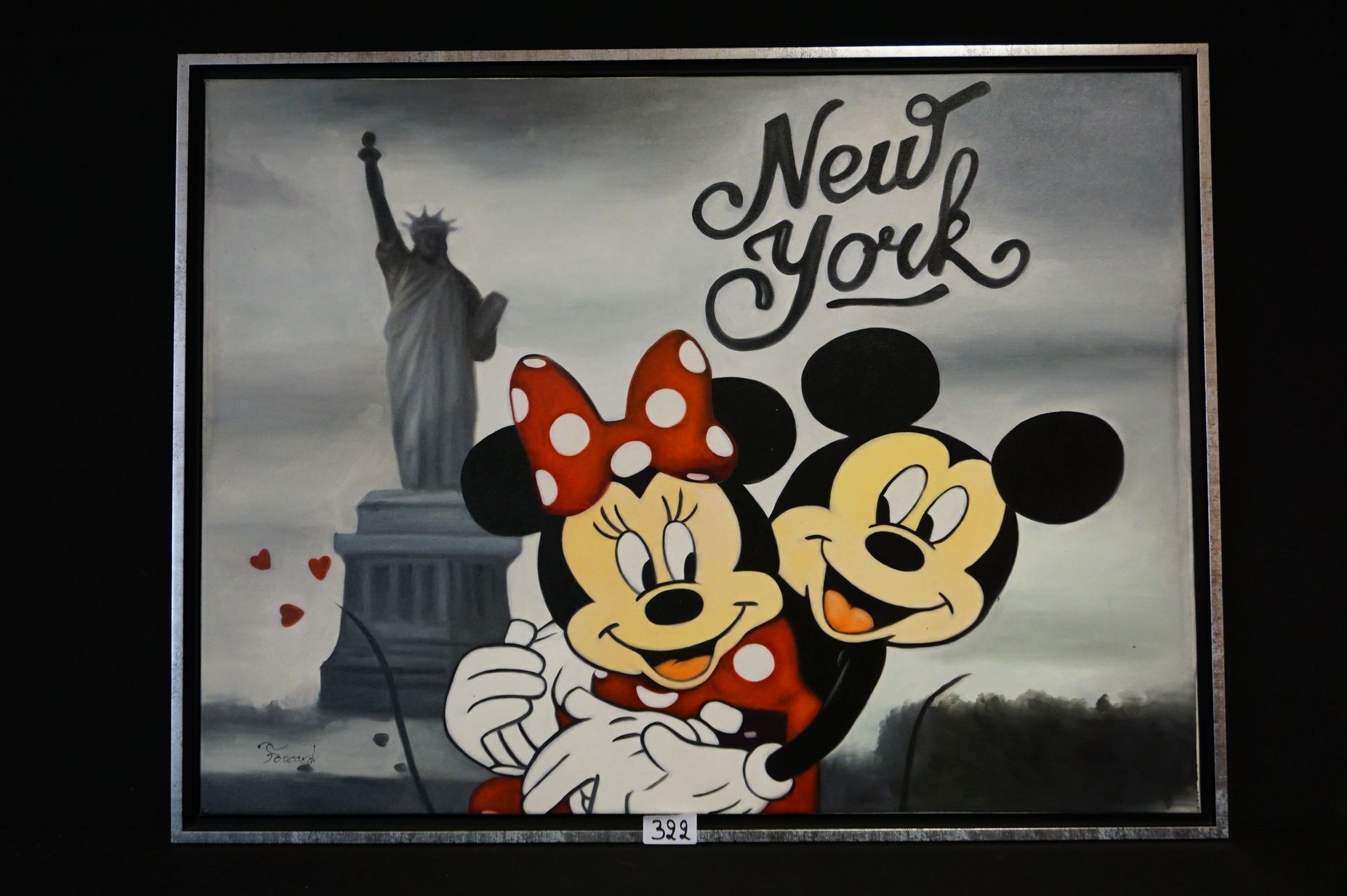 FOUCARD (1976 - ) "Mickey et Minnie à New York" - Huile sur toile - Signée - Ave&hellip;