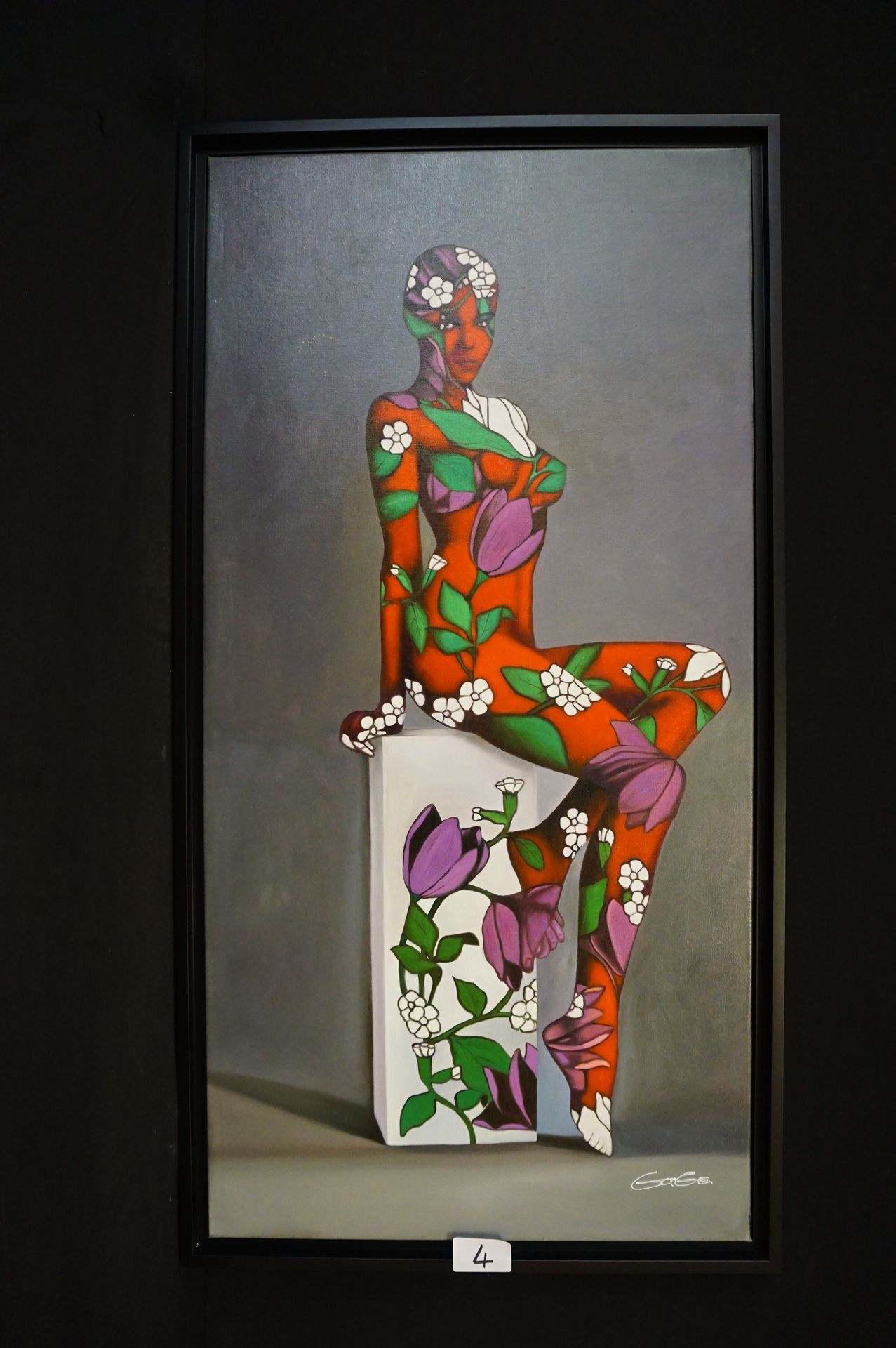 JACK GAGE (1946 - ) "花姑娘" - 布面油画 - 签名 - 附专业证书 - 120 x 60 cm