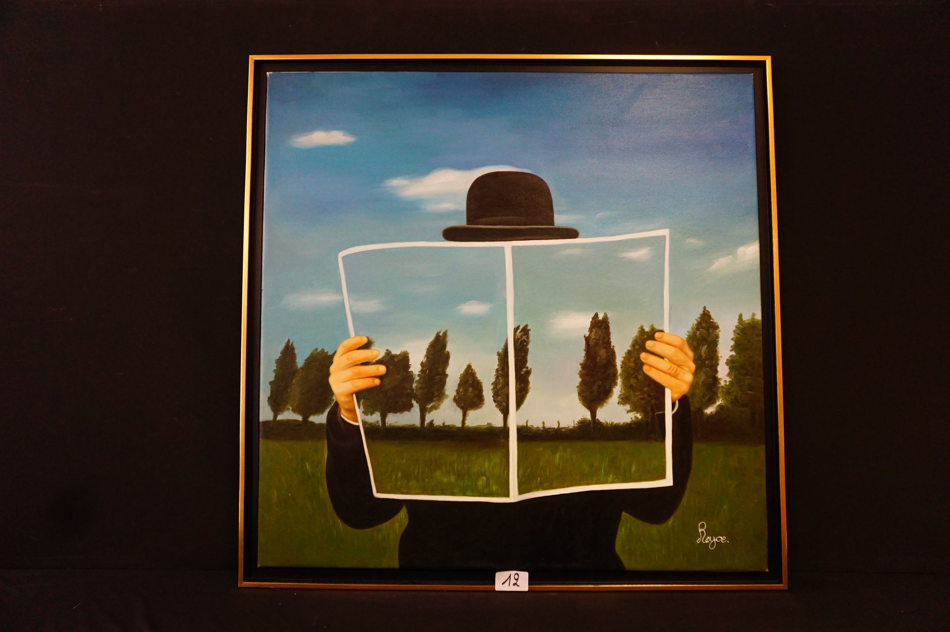 ROYCE "Rene Magritte颂" - 布面油画 - 签名 - 附专业证书 - 100 x 100 cm