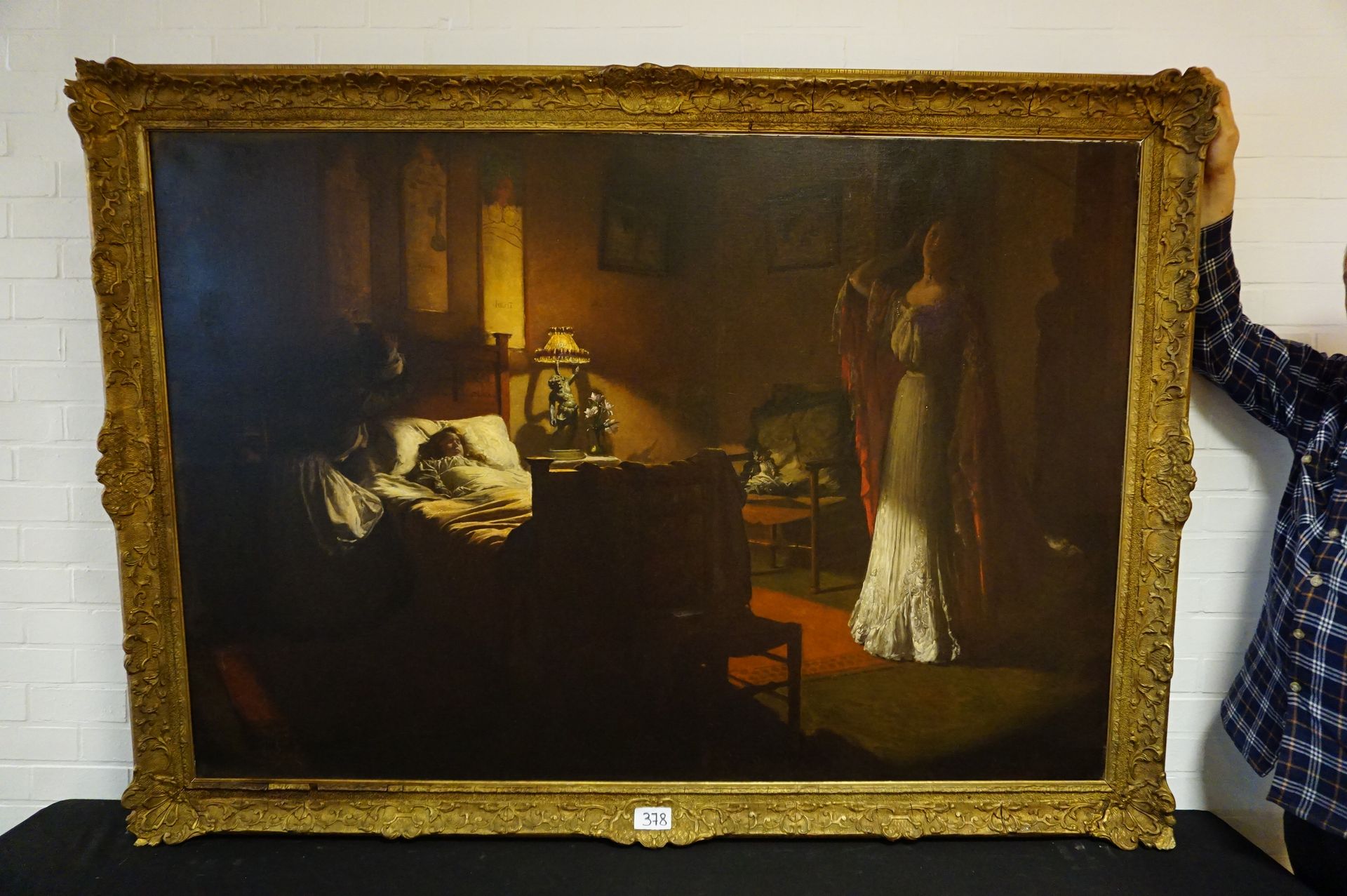 CH. VAN HAVERMAET "有落地灯的室内" - 布面油画 - 已签名 - 110 x 160 cm