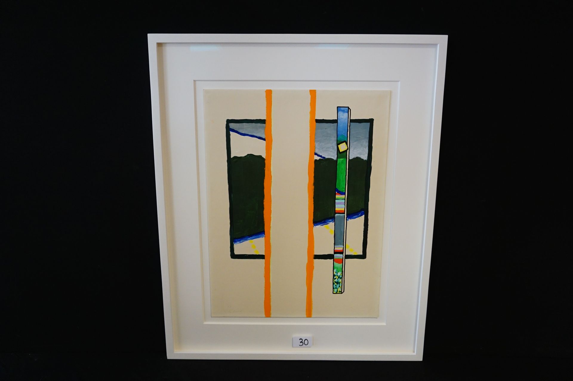 ROGER RAVEEL (1921 - 2013) "The pole of Bonheiden" - Acrylic and collage on pape&hellip;